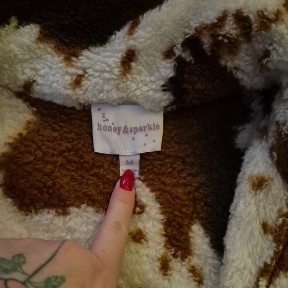 Cozy Kids' Faux Fur Jacket - Brown and Cream - Picture 2 of 2